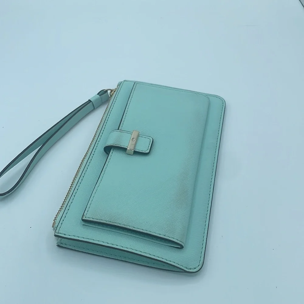 Kate Spade Leather Wristlet Wallet Teal Like New - Picture 6 of 6